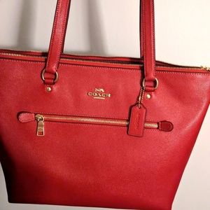 Gently Used Coach RED 1941 Gold hardware Large leather Gallery Tote LIKE NEW bag